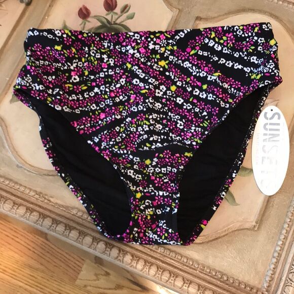 Sunsets Seamless High Waisted Hi Cut Ditsy Floral Bikini Bottoms Sz S NWT - Picture 9 of 9